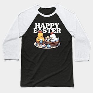 Happy Easter – Cute chicks paint Easter eggs Baseball T-Shirt